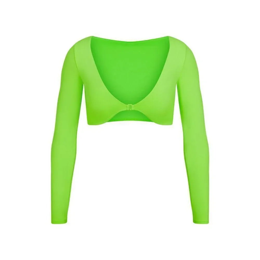 SKIMS Women's Neon Green Signature Swim Long Sleeve Shrug Size XL